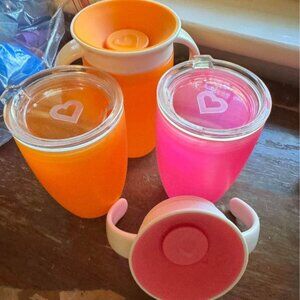 Munchkin 10oz 360 sippy cuts (3 cups, 4 lids)